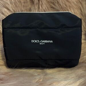 Dolce & Gabbana Black Quilted Beauty Pouch with Silver Trim